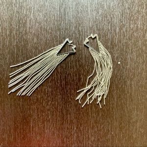 Silver Geometric Tassel Earrings